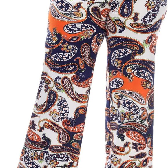 Comfortable Plus Size Palazzo Pants in Navy/Orange - Perfect for Every Occasion - Picture 1 of 6